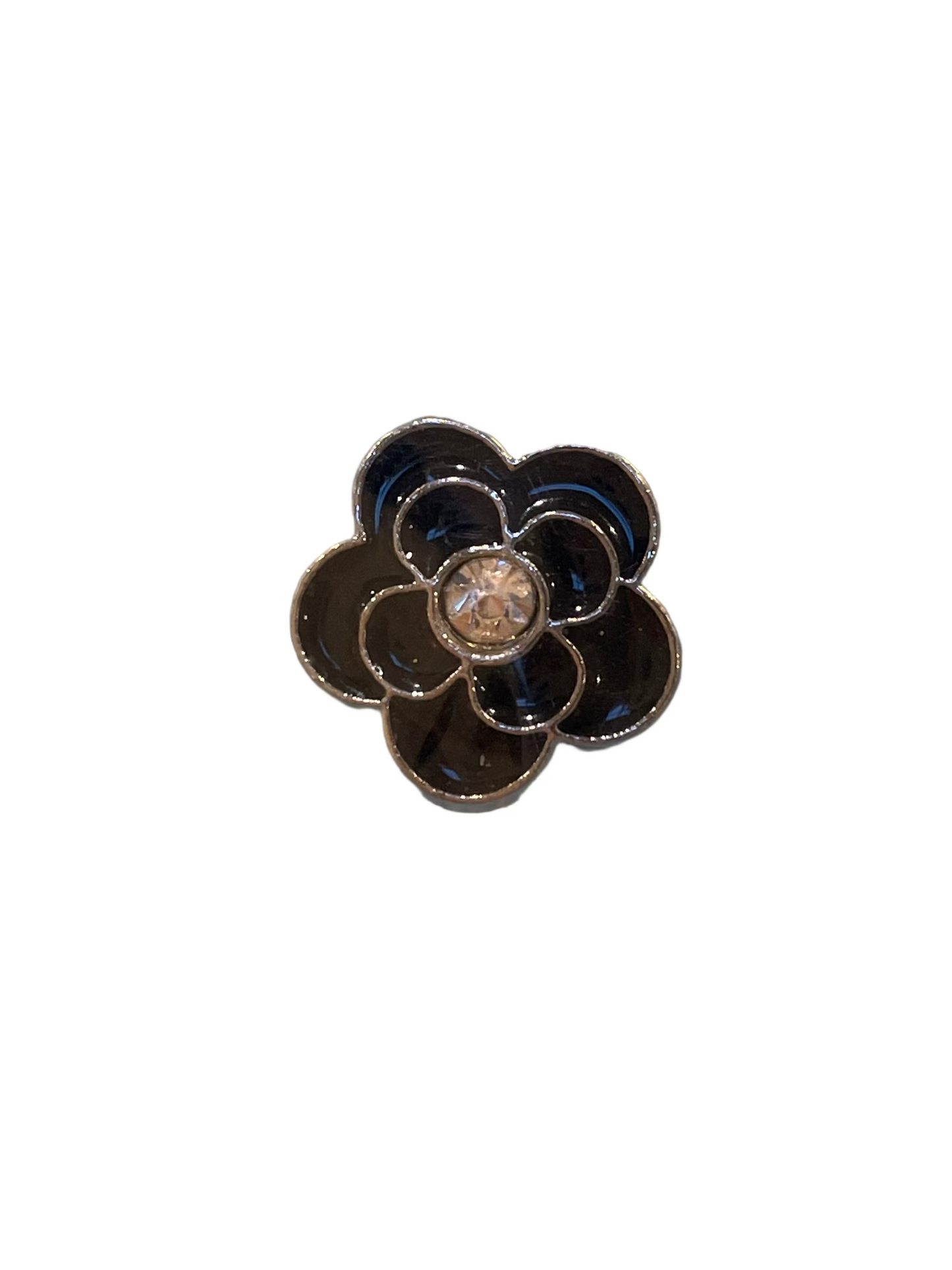 Crystal clover black + silver charm