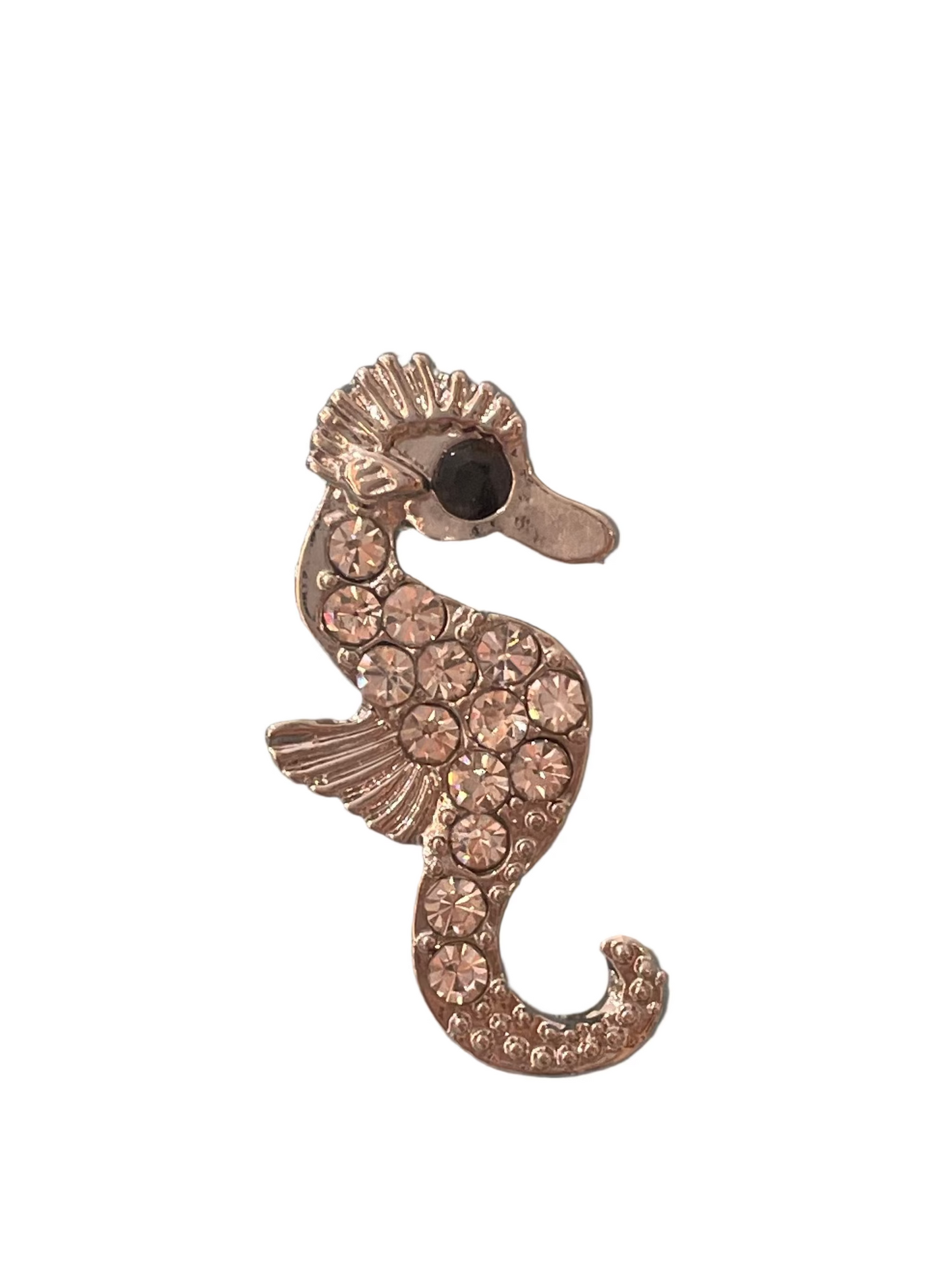 Seahorse + crystals silver charm