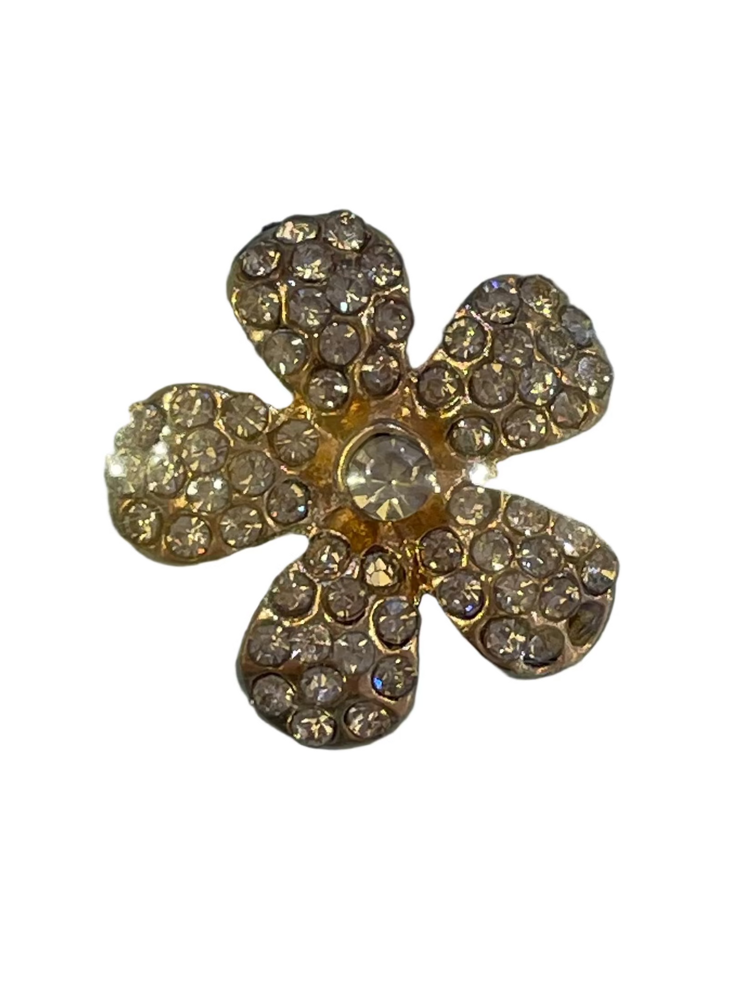 Big flower crystals gold Charm