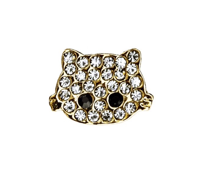 Cat small + crystals gold - Peggell Mallorca SL