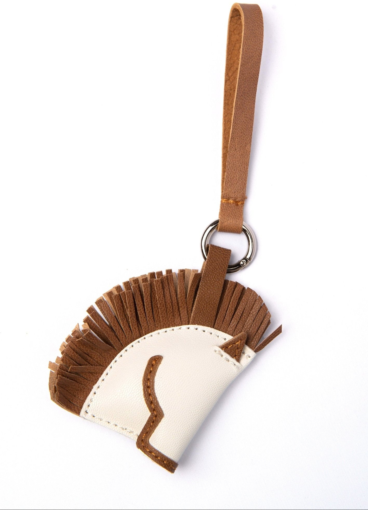 Leather Head Horse White Bag Charm