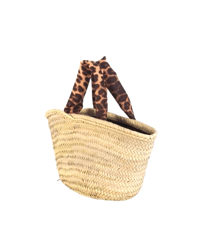 Leopard Print Palm and Canvas Tote Bag small - Peggell