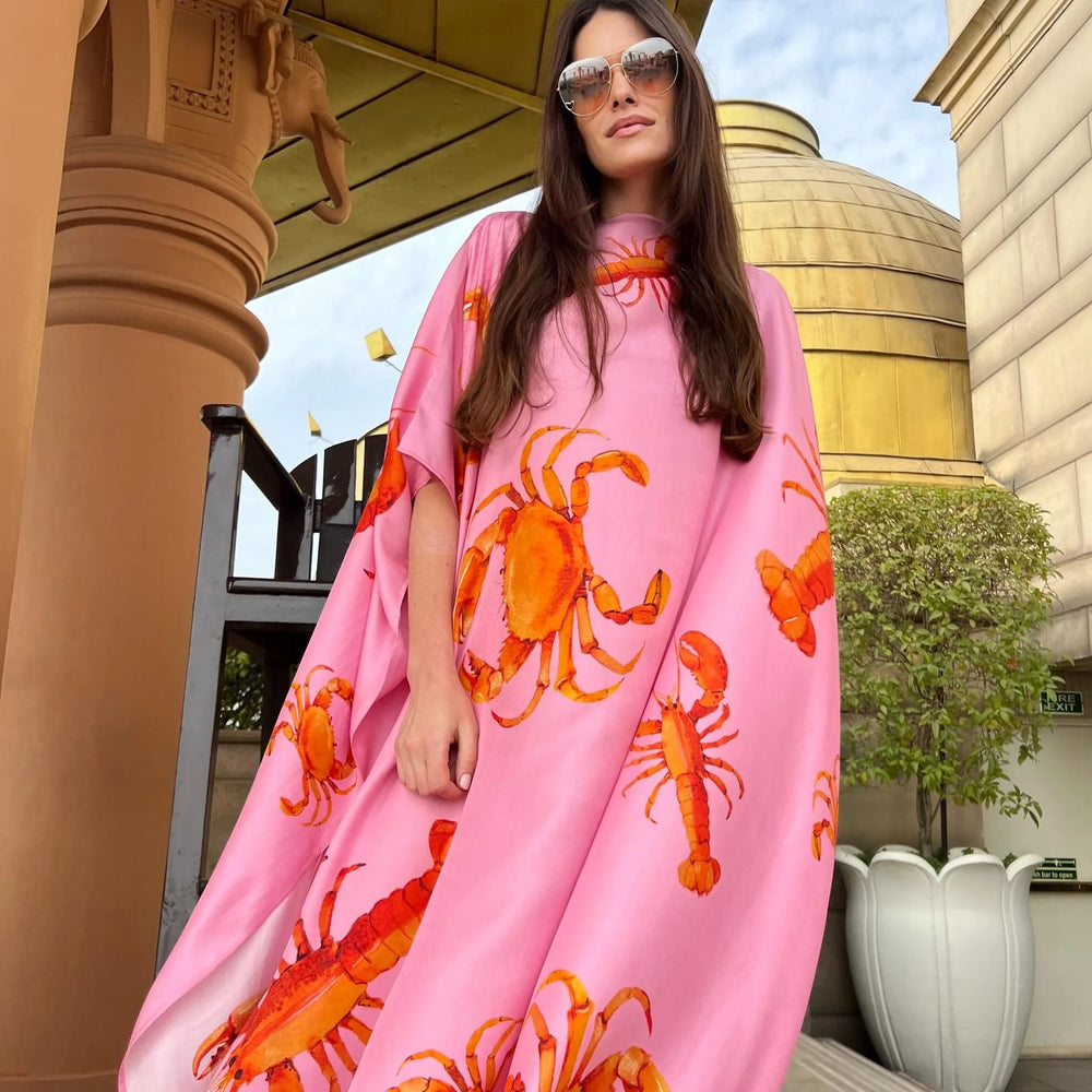 CRAB AND LOBSTER SILK TUNIS - PINK by Simone Bruns