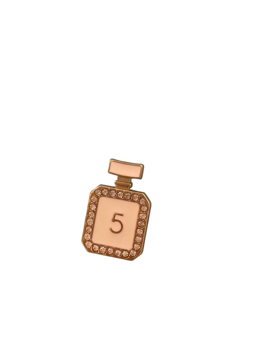 Coco No 5 white + gold charm