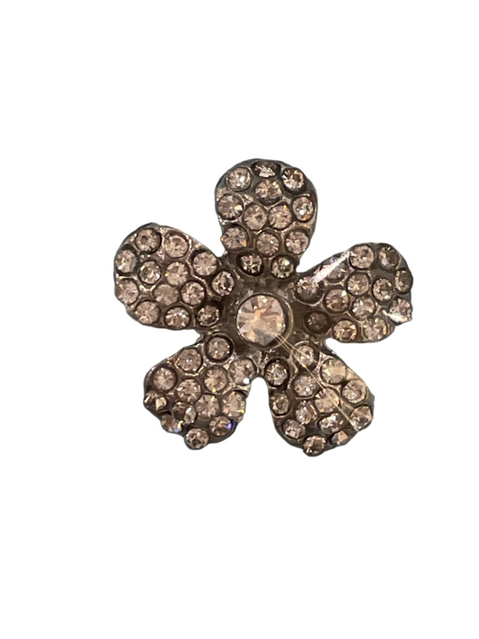 Big flower crystals silver Charm