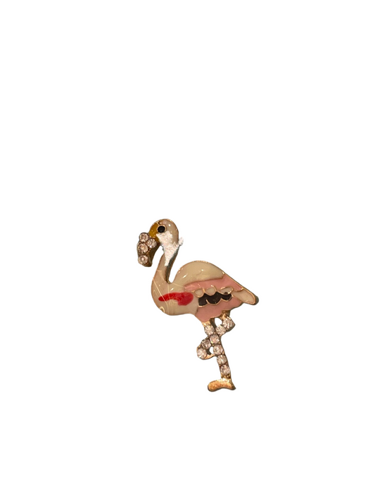 Flamingo crystals gold Charm