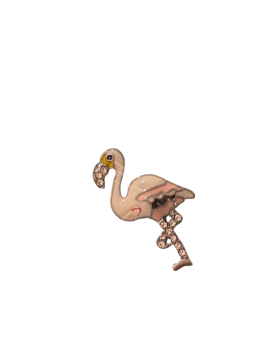 Flamingo crystals silver Charm