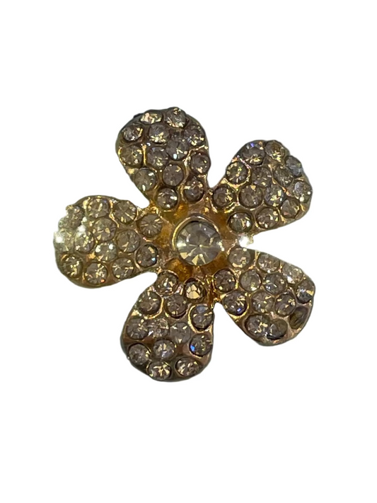 Big flower crystals gold Charm