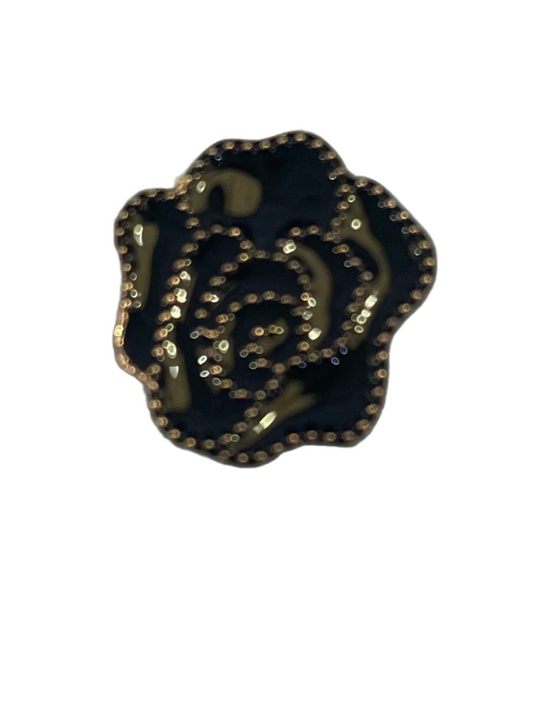 Coco rose black + gold charm