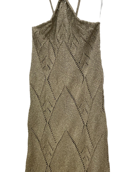 NIMA Zig Zag Croche Long Gold Dress