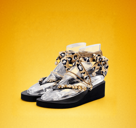 Black & Gold Leopard Wedge