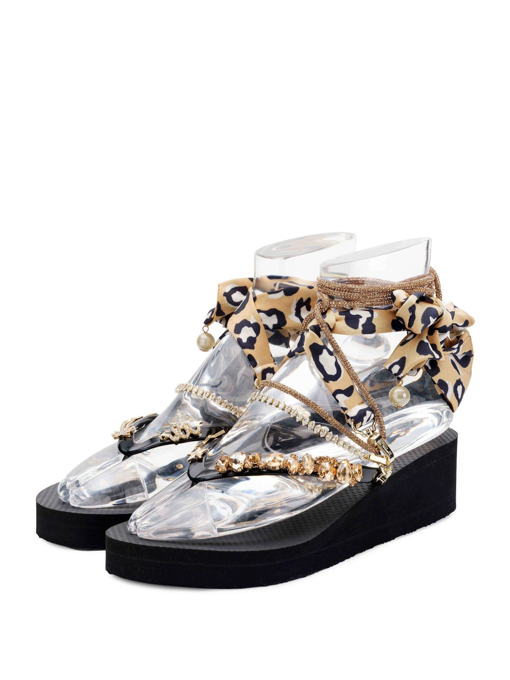 Black & Gold Leopard Wedge - Peggell Mallorca SL