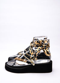 Black & Gold Leopard Wedge - Peggell