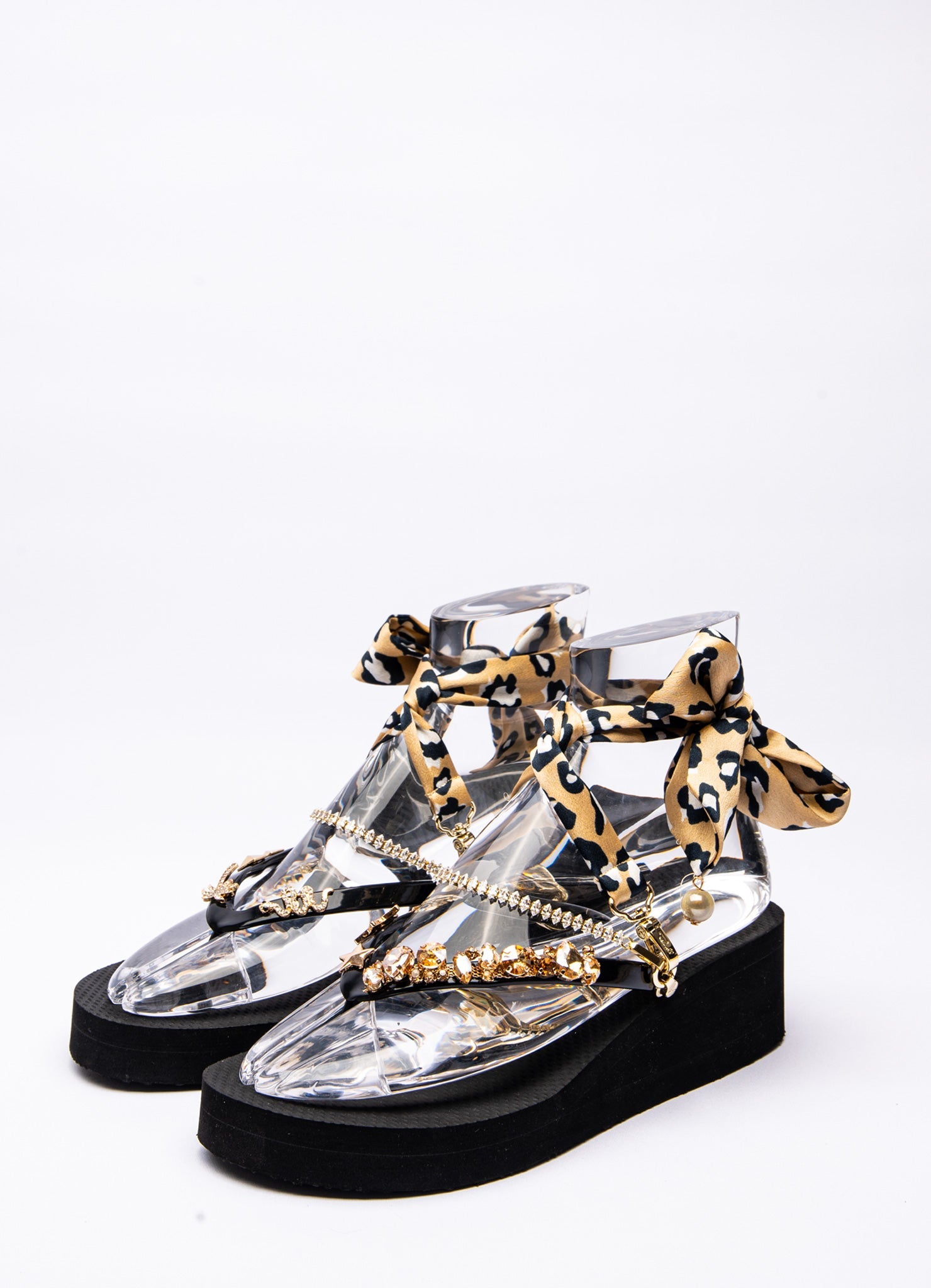 Black & Gold Leopard Wedge - Peggell