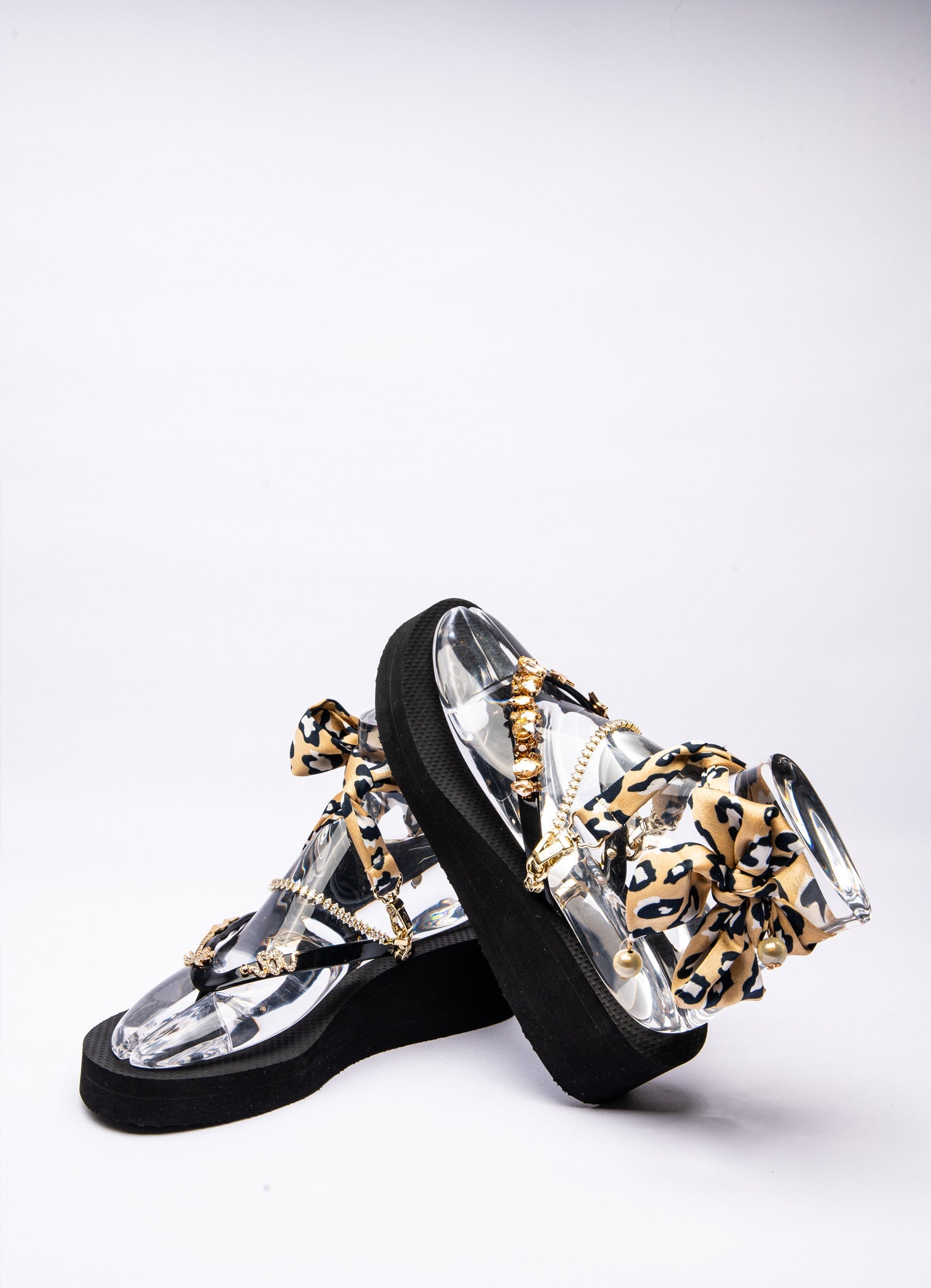 Black & Gold Leopard Wedge - Peggell