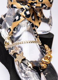 Black & Gold Leopard Wedge - Peggell