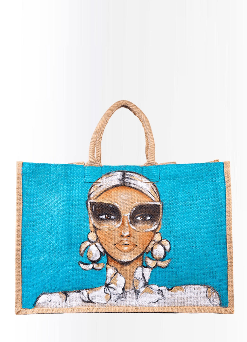 Blue "Iman" Jute Bag by Mimimako - Peggell