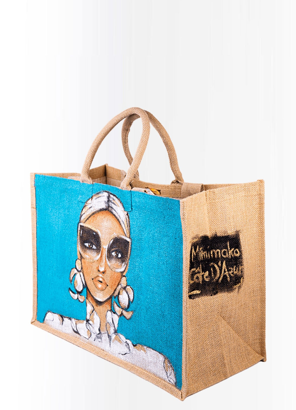 Blue "Iman" Jute Bag by Mimimako - Peggell