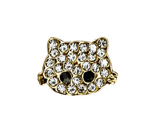 Cat small + crystals gold - Peggell Mallorca SL