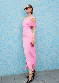 Christy pink off shoulder maxi dress - Pink - Peggell Mallorca SL