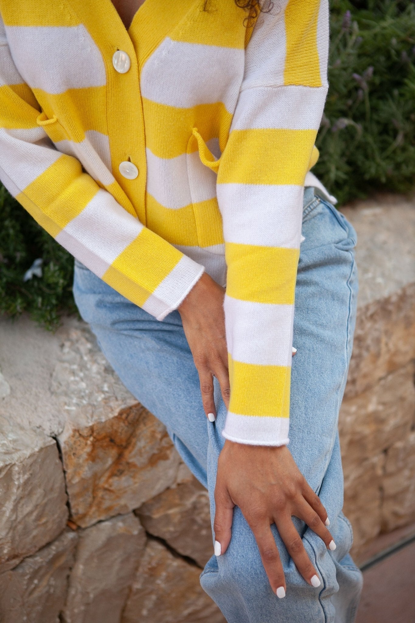 Fiona striped cashmere cardigan - Peggell