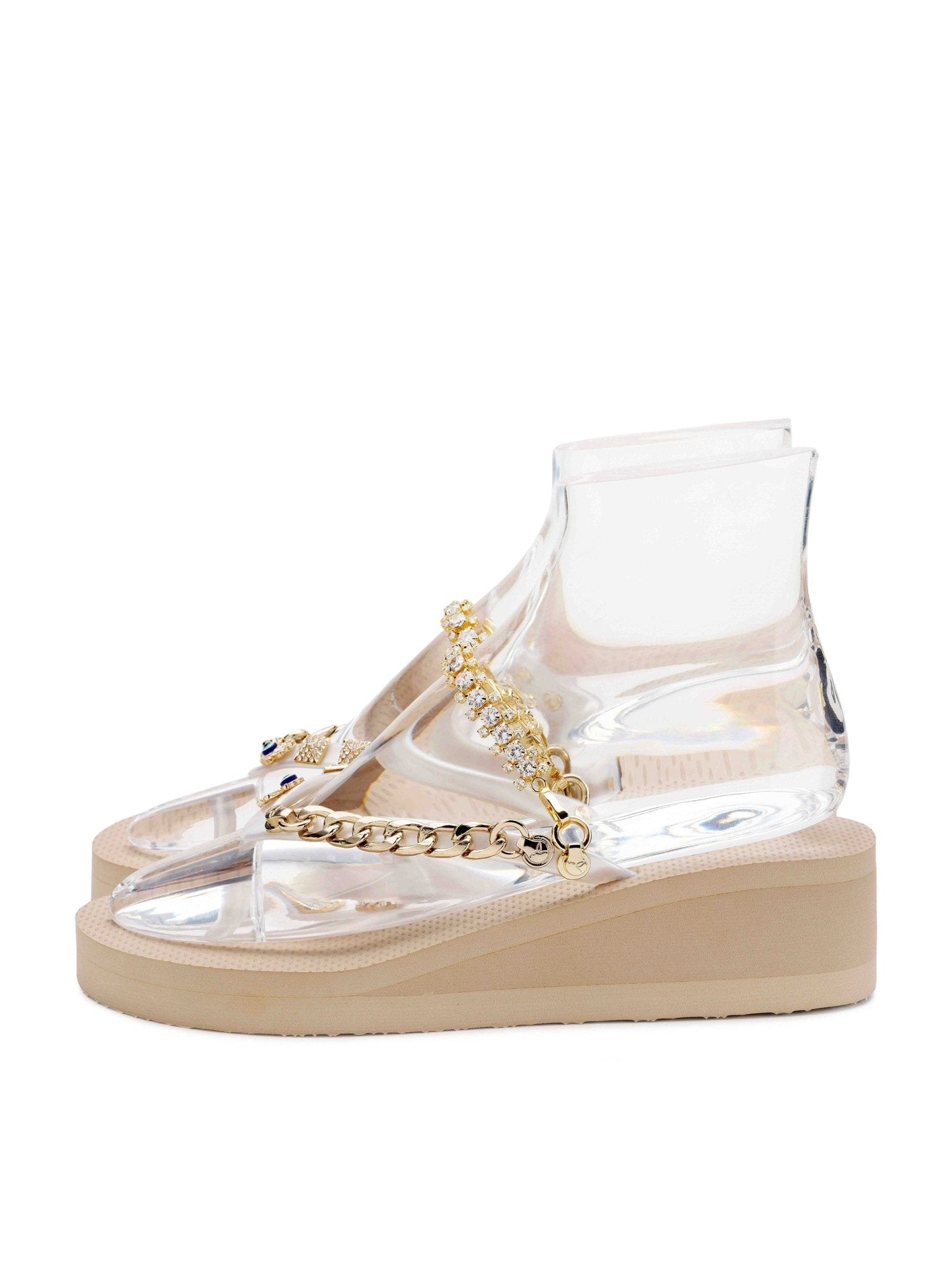 Gold Glitterstrap Wedge Sandals by Peggell – Peggell Mallorca SL