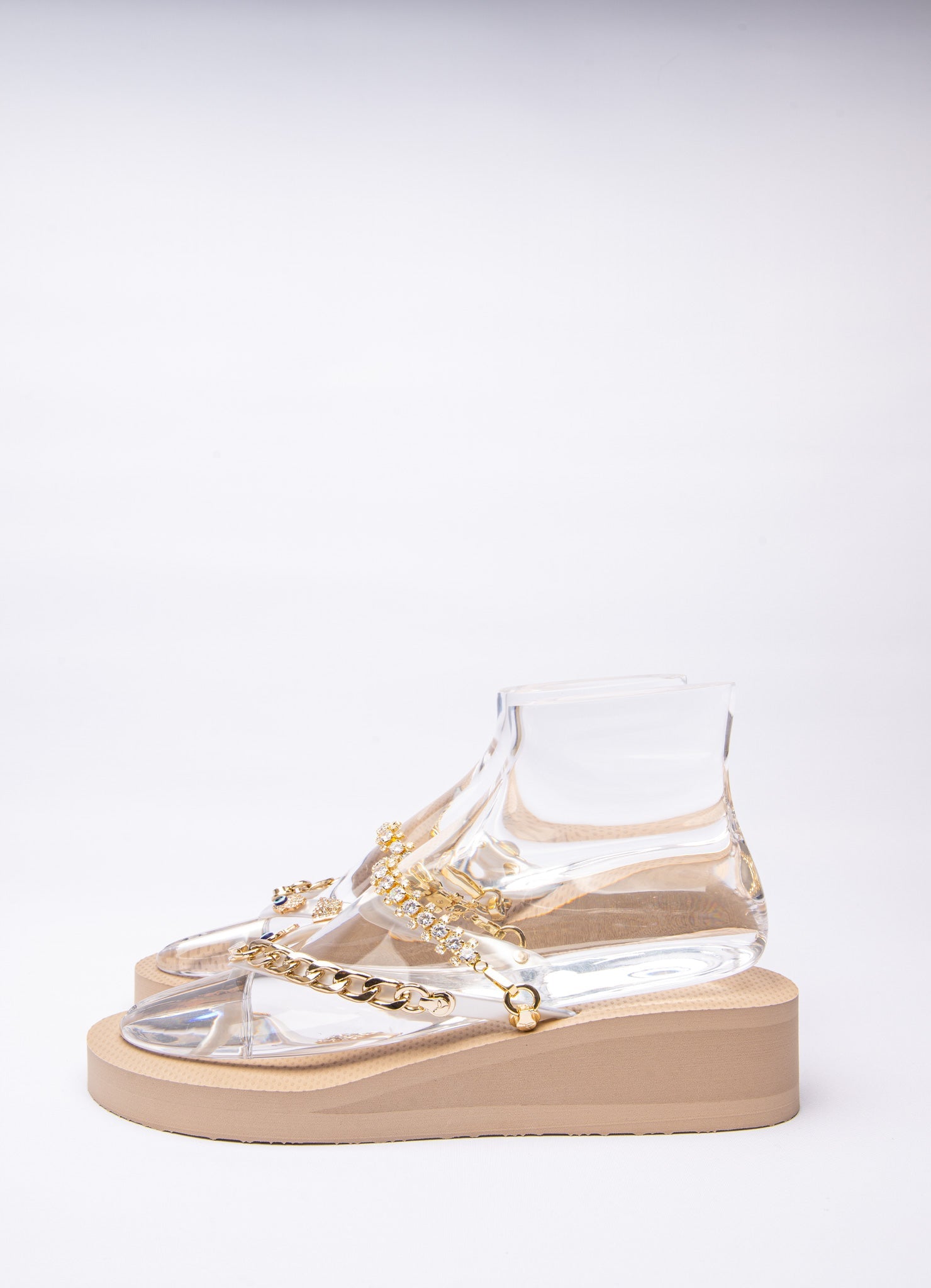 Gold glitterstrap wedge - Peggell