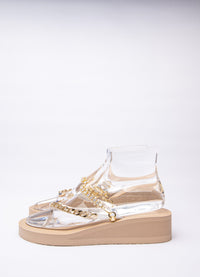 Gold glitterstrap wedge - Peggell