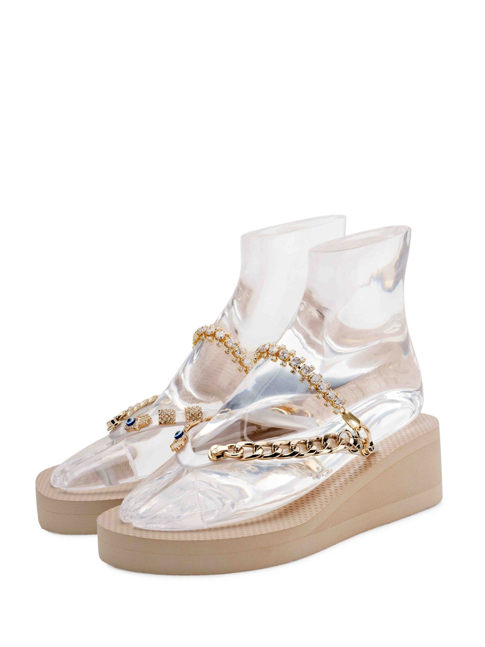 Gold Glitterstrap Wedge - Peggell Mallorca SL