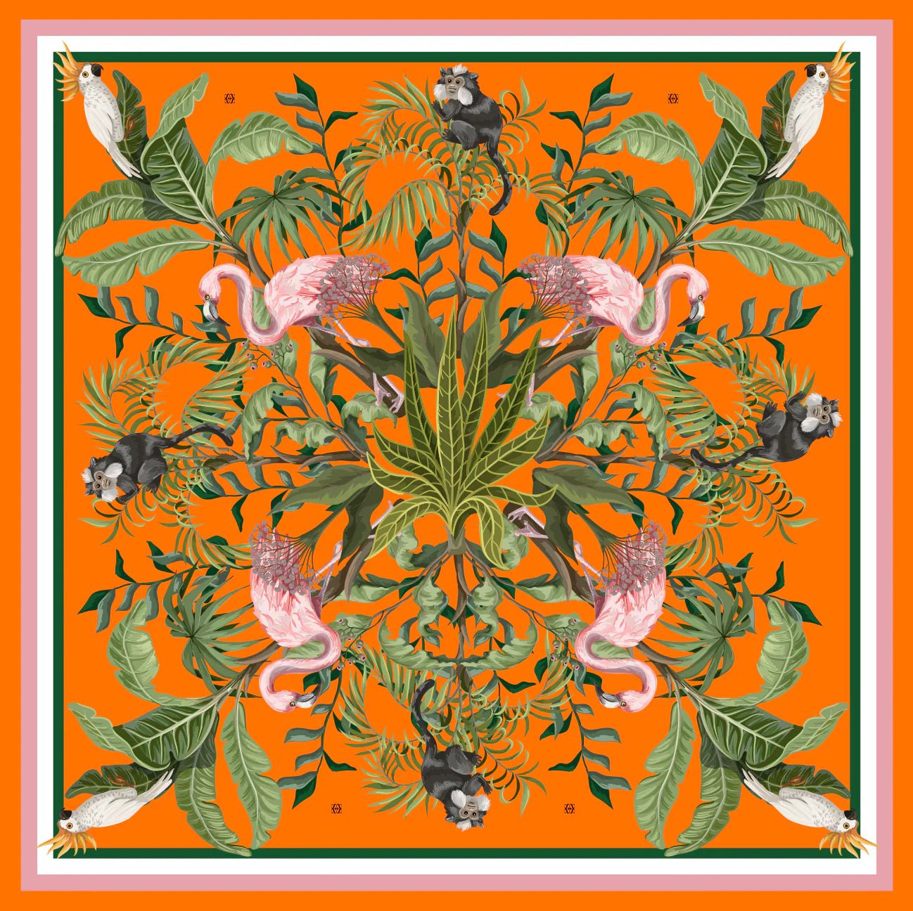 JUNGLE ANIMALS SHORT SILK TUNIC - ORANGE by Simone Bruns - Peggell Mallorca SL