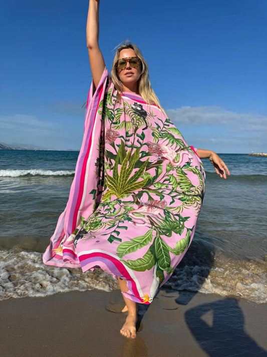 JUNGLE ANIMALS SILK TUNIC by Simone Bruns - PINK - Peggell Mallorca SL