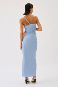Kinga One Shoulder Split Maxi Dress - Blue - Peggell