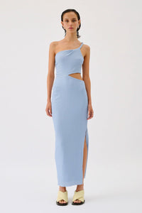 Kinga One Shoulder Split Maxi Dress - Blue - Peggell