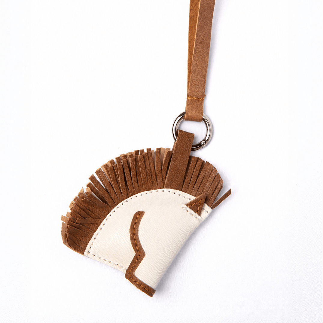 Leather Head Horse White Bag Charm - Peggell Mallorca SL