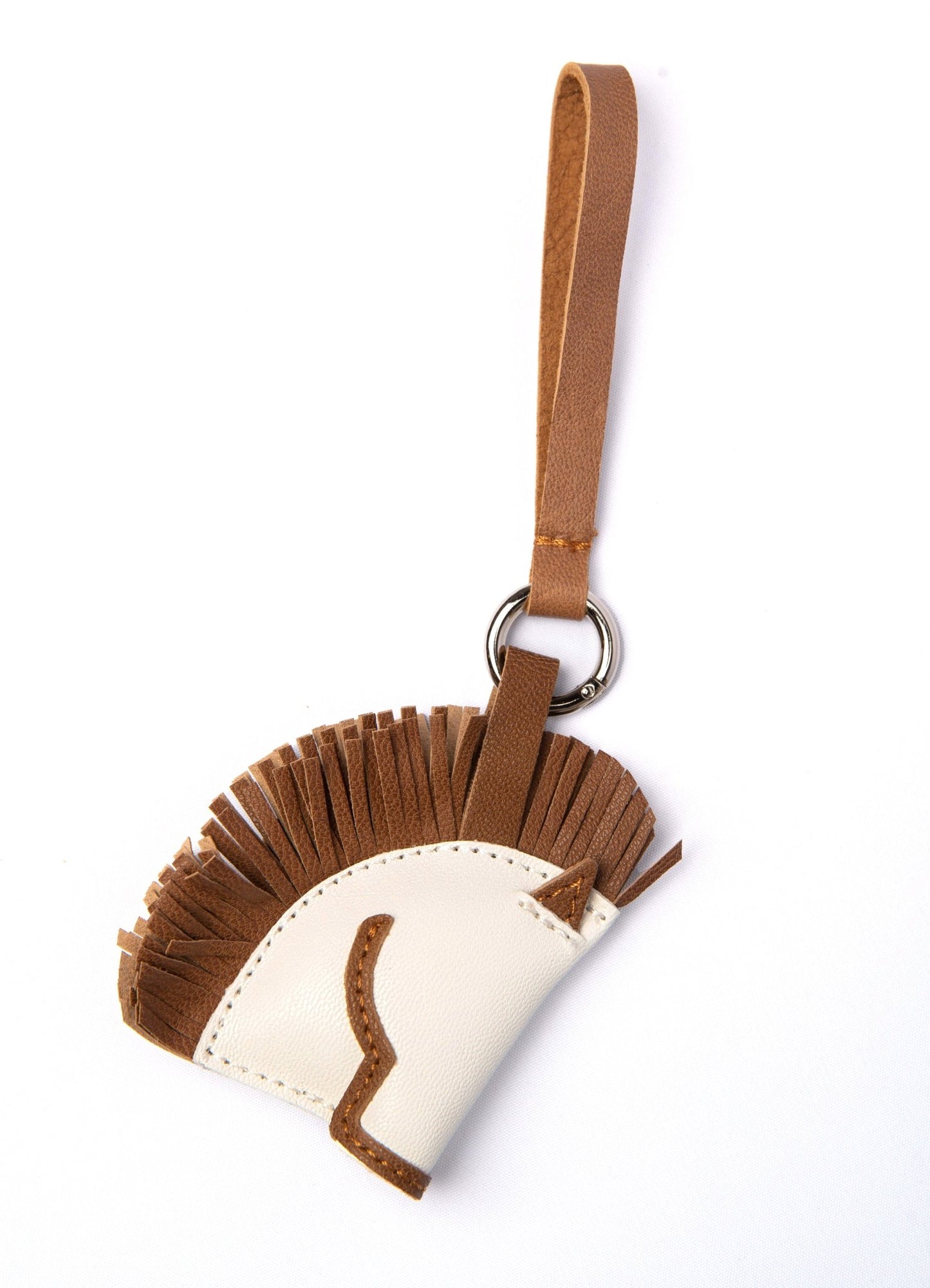 Leather Head Horse White Bag Charm
