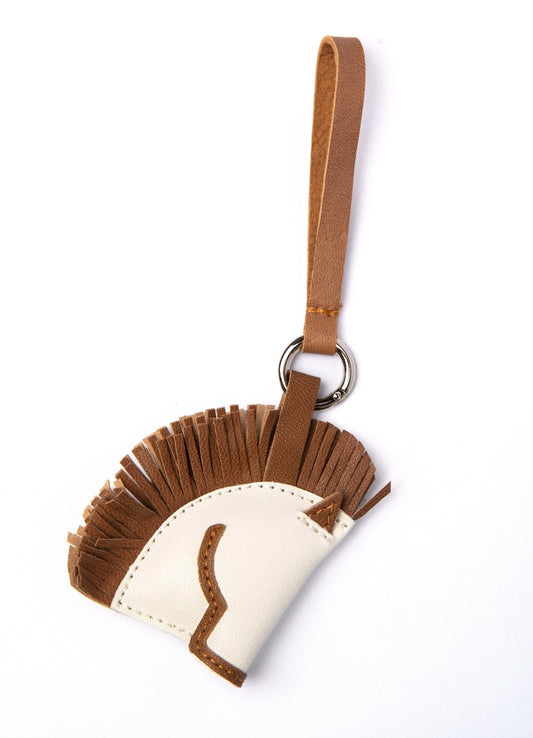 Leather Head Horse White Bag Charm