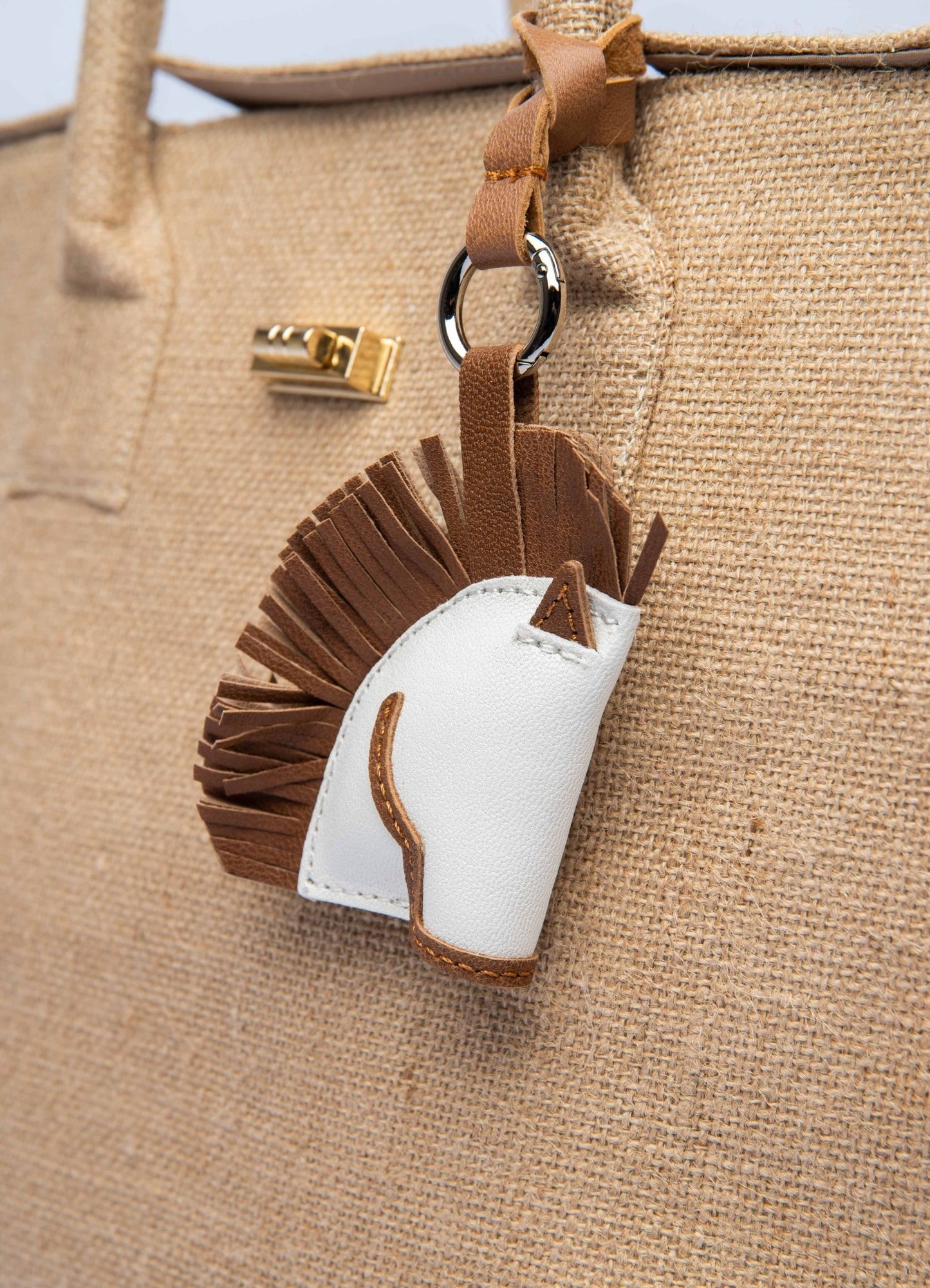 Leather Head Horse White Bag Charm