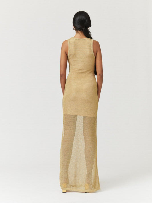 Leo Strappy Maxi Dress - Gold - Peggell