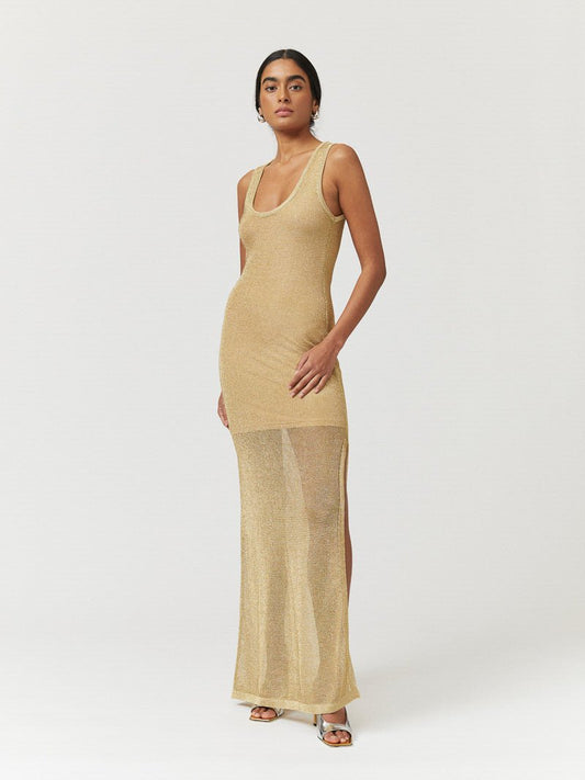 Leo Strappy Maxi Dress - Gold - Peggell