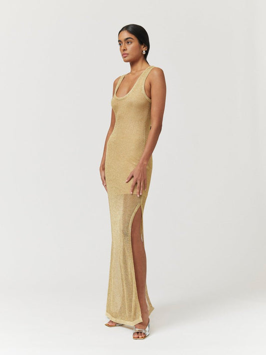 Leo Strappy Maxi Dress - Gold - Peggell