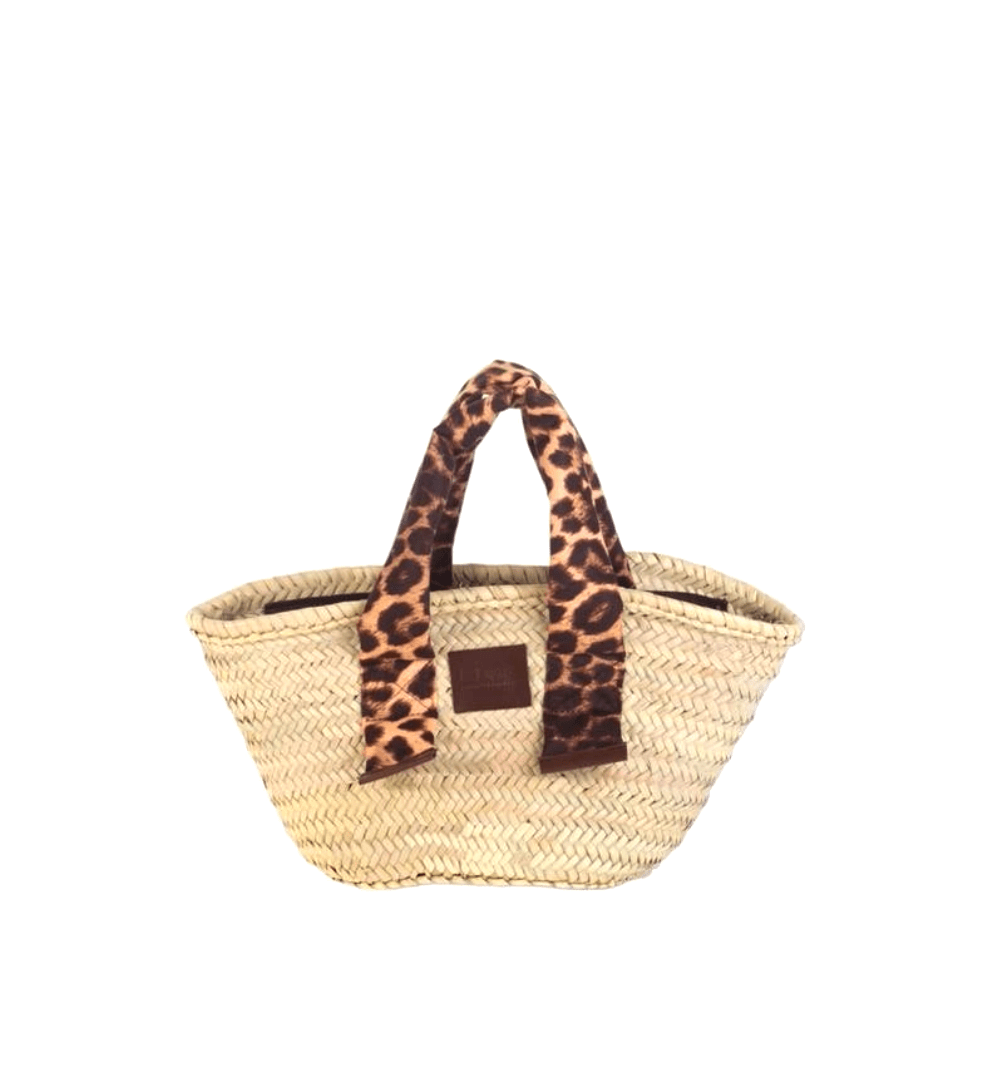 Leopard Print Palm and Canvas Tote Bag small - Peggell