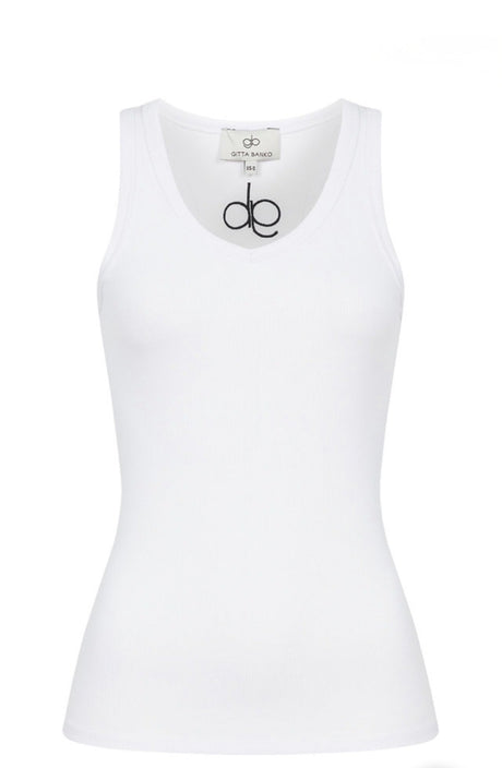 Lia White V Neck Top Gitta Banko - Peggell Mallorca SL