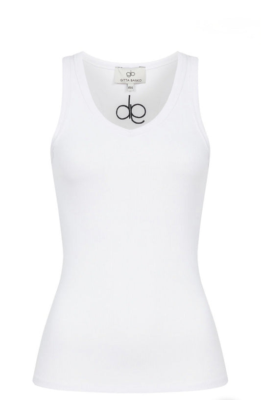 Lia White V Neck Top Gitta Banko - Peggell Mallorca SL