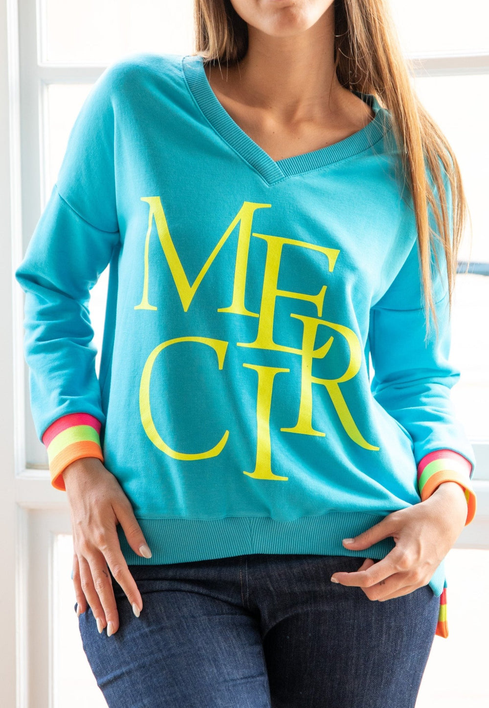 MERCI Turquoise pullover Miss Goodlife - Peggell Mallorca SL