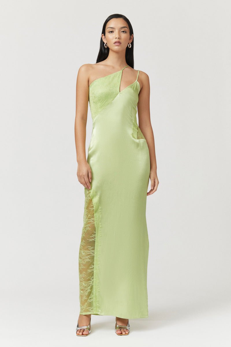 Nicky Once Shoulder Maxi Dress - Celery Green - Peggell