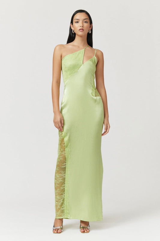 Nicky Once Shoulder Maxi Dress - Celery Green - Peggell
