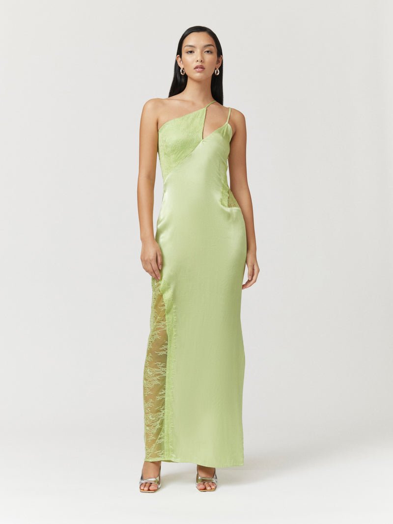 Nicky Once Shoulder Maxi Dress - Celery Green - Peggell
