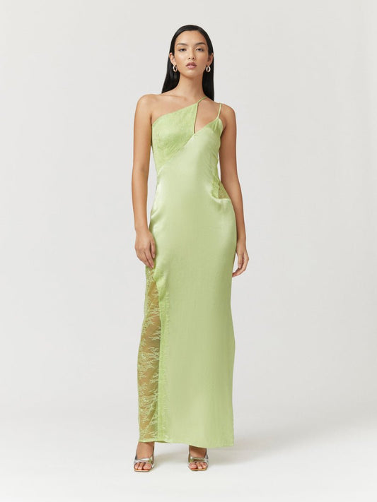 Nicky Once Shoulder Maxi Dress - Celery Green - Peggell