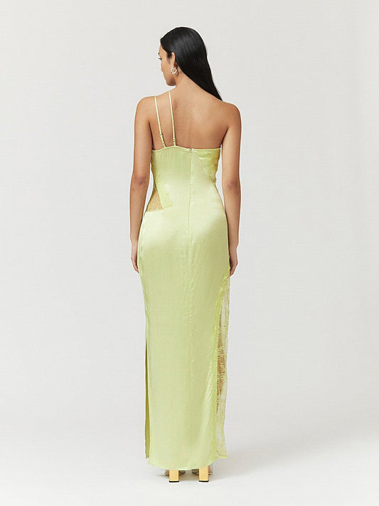 Nicky Once Shoulder Maxi Dress - Celery Green - Peggell