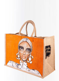 Orange "Iman" Jute Bag by Mimimako - Peggell